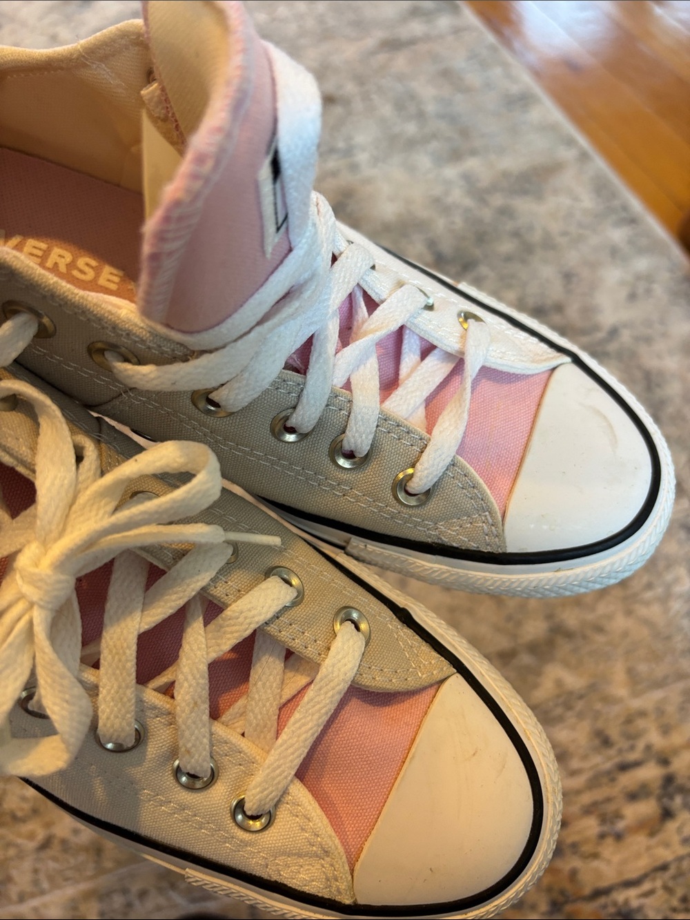 Converse Low Top Canvas Sneakers in White and Pink - Picture 6 of 6